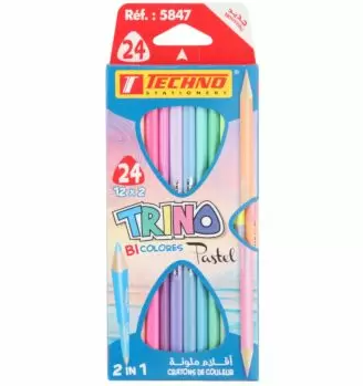 CRAYON DE COULEUR TECHNO TRINO PASTEL 12 X 2 BICOLORES 5847